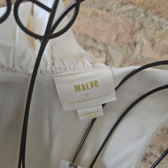 🕊 Maeve by Anthropologie Cream Ruffled Blouse - Picture 7 of 11